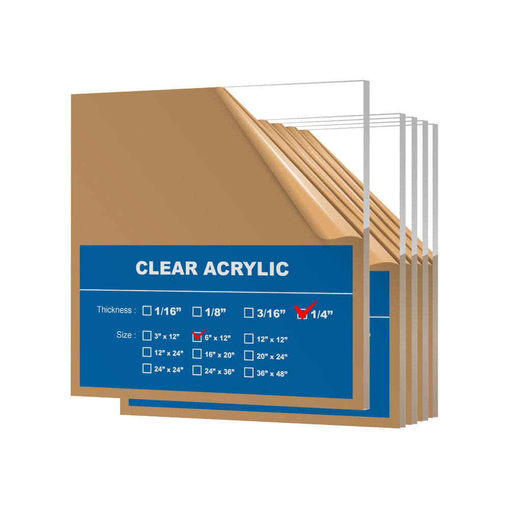 5 Pieces Clear Acrylic Sheet Plexiglass - 1/4" (6.5m) Thick, Use for Craft Projects, Signs, DIY Projects and More