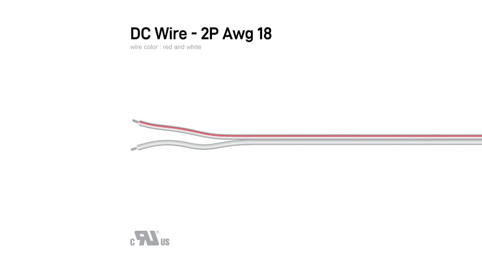 DC Wire 2P(Red and White) 18AWG, UL 2468