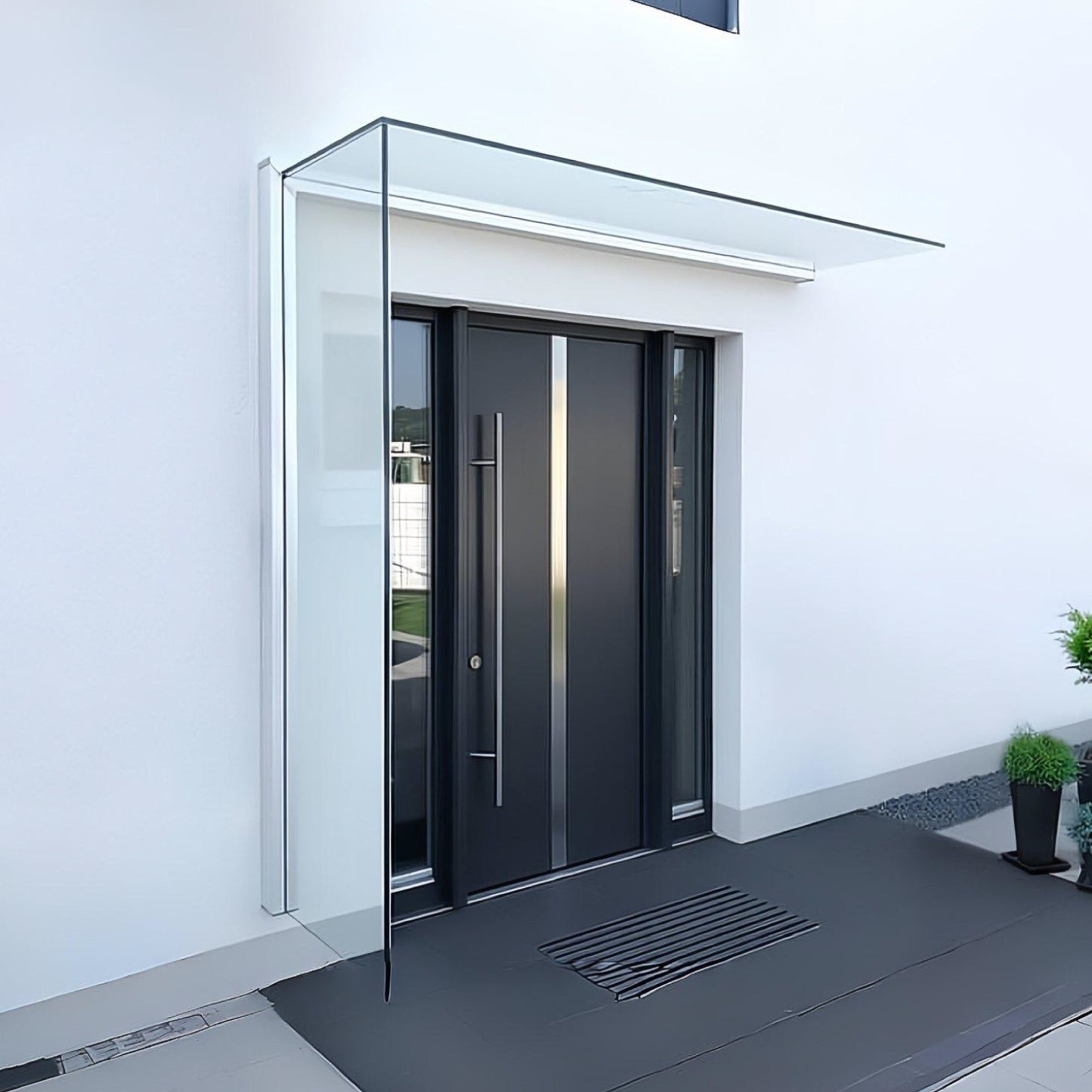 Floating Glass Railing with Led Lighting System, Frame + Lighting