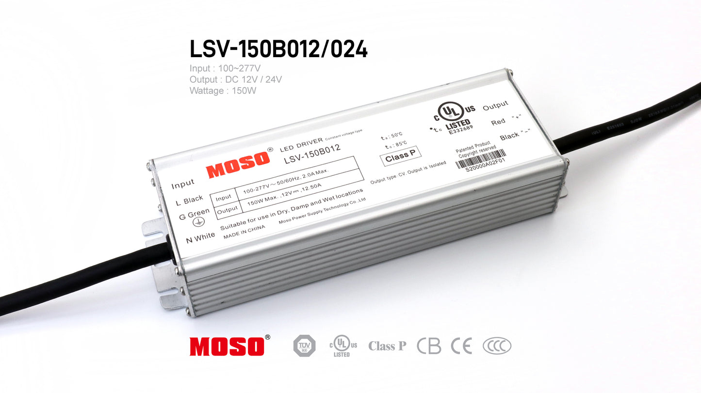 MOSO LSV-150B, Input AC100~277V, 150W Power Supply for Outdoor IP67, 10 pcs