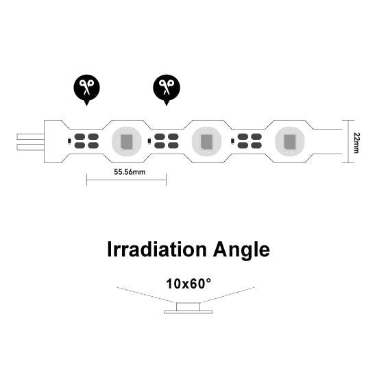 NECC18L, Lens LED module strips 18led/m, 12V, 20W, 10m(32.8Ft)