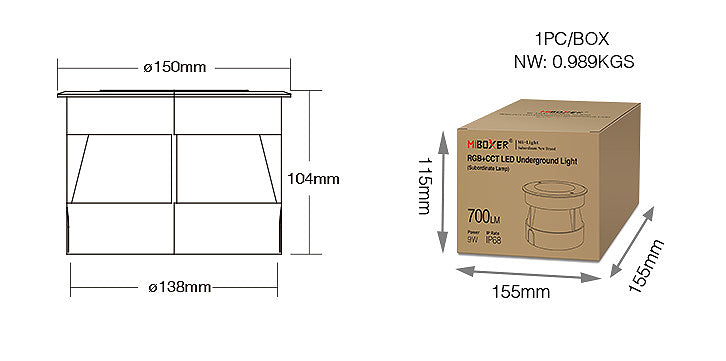 SYS-RD2 Outdoor 9W RGB+CCT LED Underground Light (Subordinate Lamp)