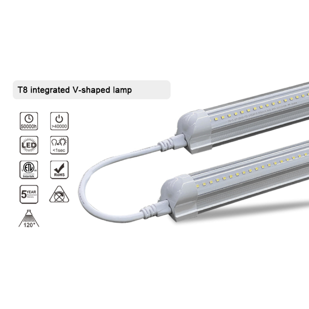 ALI LED V-Shape T8 Shop Light, High Output, Linkable, ETL/DLC Certified