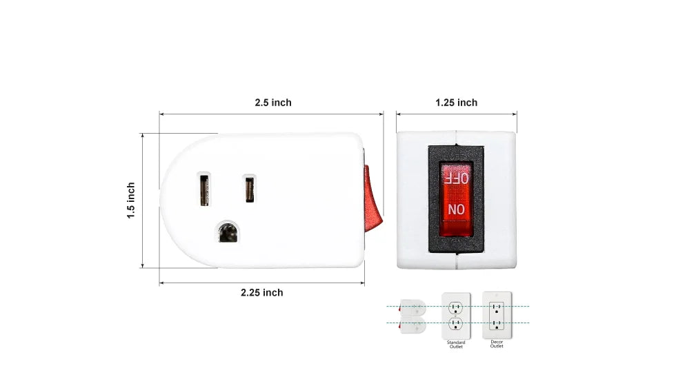 Current Taps Adapter with Red Indicator On/Off Power Switch - ETL Listed