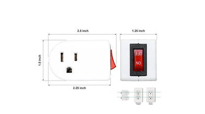 Current Taps Adapter with Red Indicator On/Off Power Switch - ETL Listed