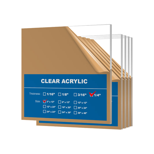 5 Pieces Clear Acrylic Sheet Plexiglass - 1/4" (6.5m) Thick, Use for Craft Projects, Signs, DIY Projects and More