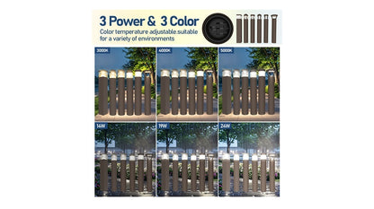 NIES-BD01, Modern Landscape Bollard Light Waterproof Ip65 24W 3CCT Adjustable Outdoor