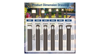 NIES-BD01, Modern Landscape Bollard Light Waterproof Ip65 24W 3CCT Adjustable Outdoor