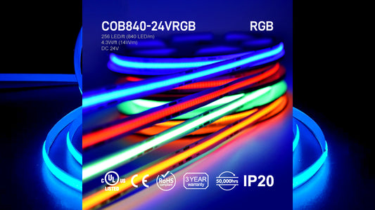 COB840-24V RGB LED Strip RGB Full Color 140W-24V-32.8ft [256LEDs/ft]