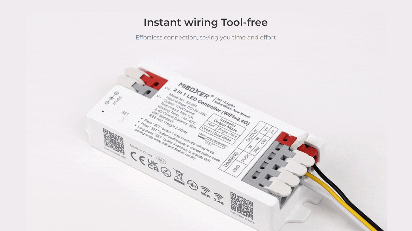E2-WR 2 in 1 LED Strip Controller (WiFi+2.4G) Screw Free