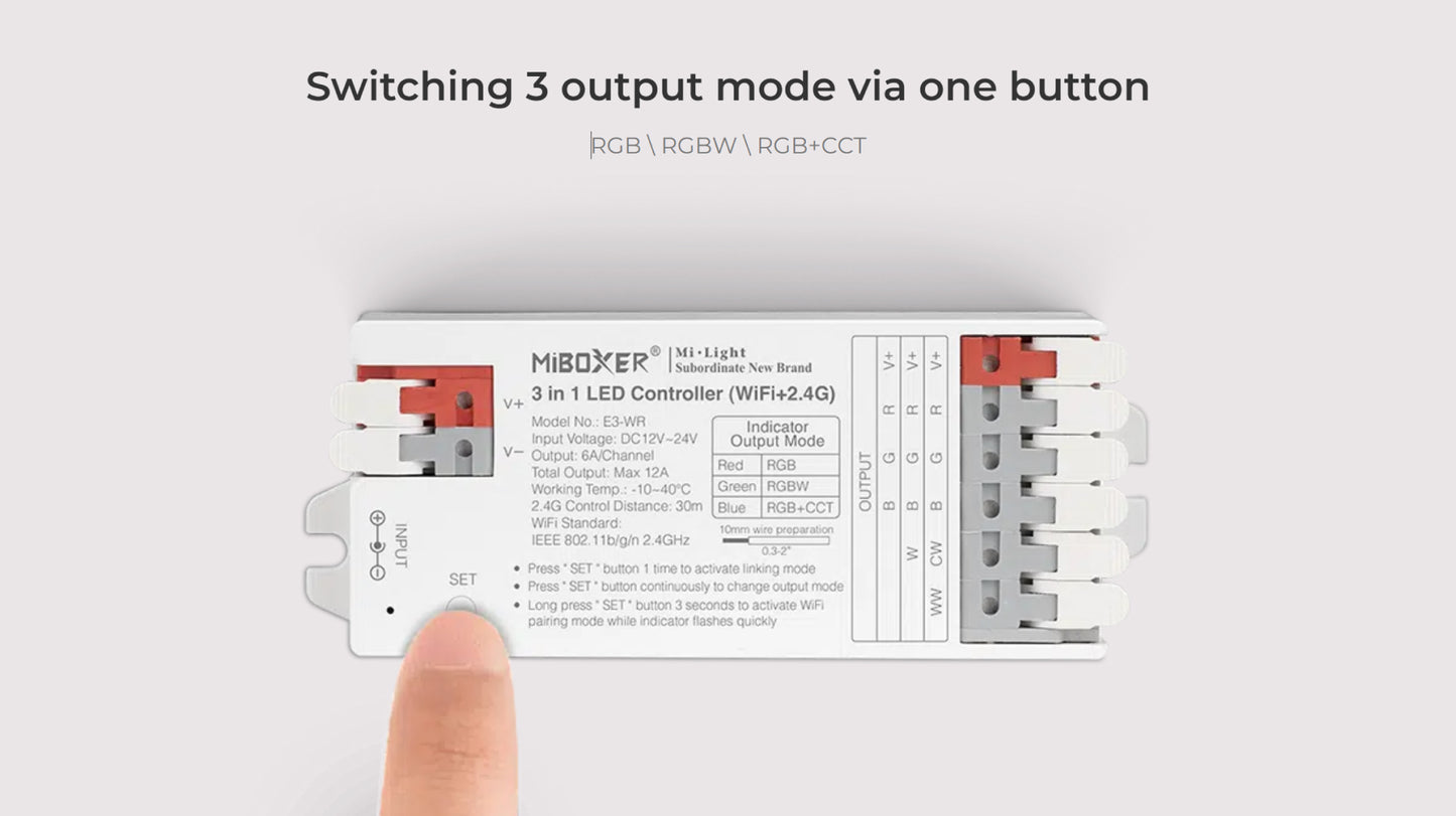 E3-WR 3 in 1 LED Strip Controller (WiFi+2.4G) Screw Free