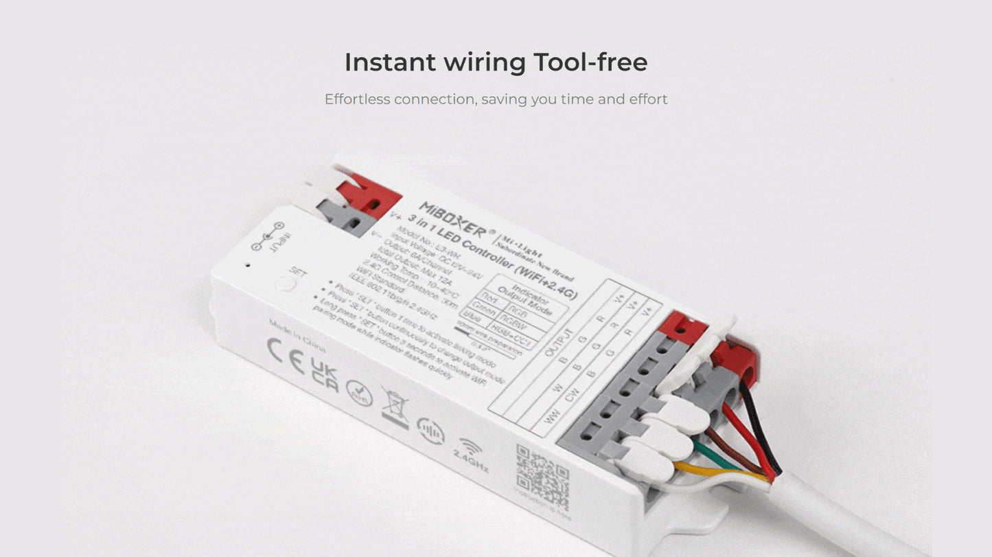 E3-WR 3 in 1 LED Strip Controller (WiFi+2.4G) Screw Free