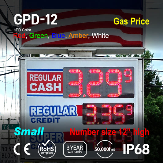 GPD-12 Gas Price Digital Number Display 36" x 16"