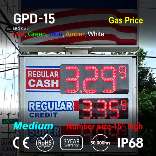 GPD-15 Gas Price Digital Number Display 43" x 19"