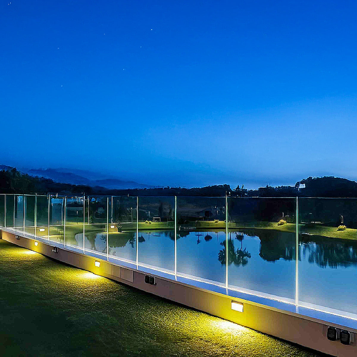 Coloured Glass Railing Lighted Glass Panel Railing