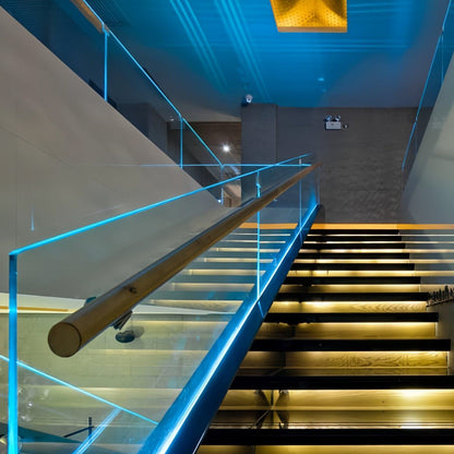 Floating Glass Railing with Led Lighting System, Frame + Lighting