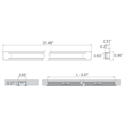 LKP Polarizer Length 31.5" LED Shelf Lighting 6.5W x 3 pcs + 12V-20W Power Set