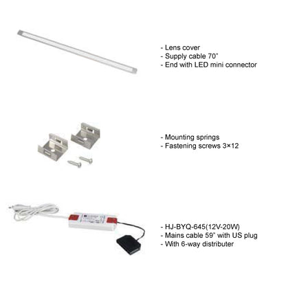 LKP Polarizer Length 31.5" LED Shelf Lighting 6.5W x 3 pcs + 12V-20W Power Set