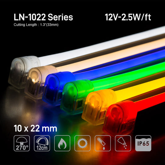 LN-1022 Series LED Neon 12V - 2.5W/ft, Included End Cap(10'/4pcs)