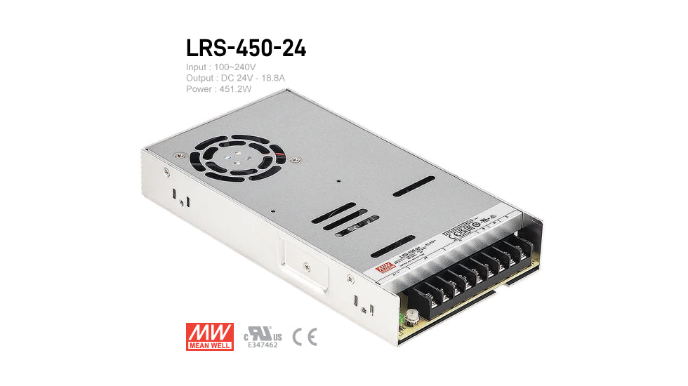 MeanWell LRS-450-24 Indoor LED Driver 450W 24V UL
