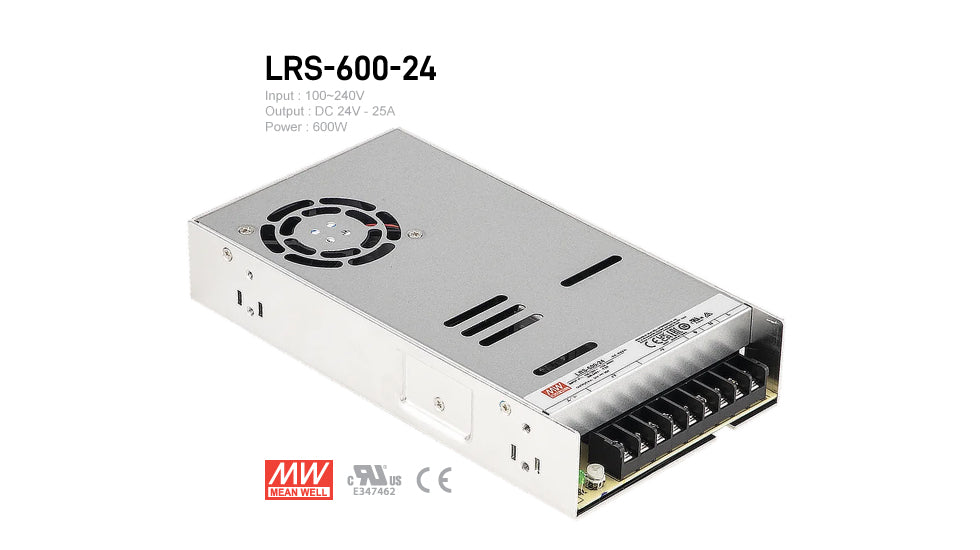 MeanWell LRS-600-24 Indoor LED Driver 600W 24V UL