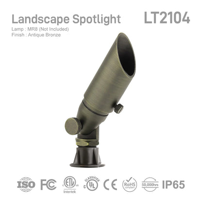 LT2104 Adjustable Shroud MR8 Die-Cast Brass Landscape Spotlight
