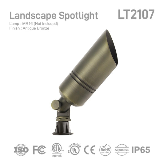 LT2107 Heavy-Duty Die-Cast Brass Low Voltage Landscape Spotlight