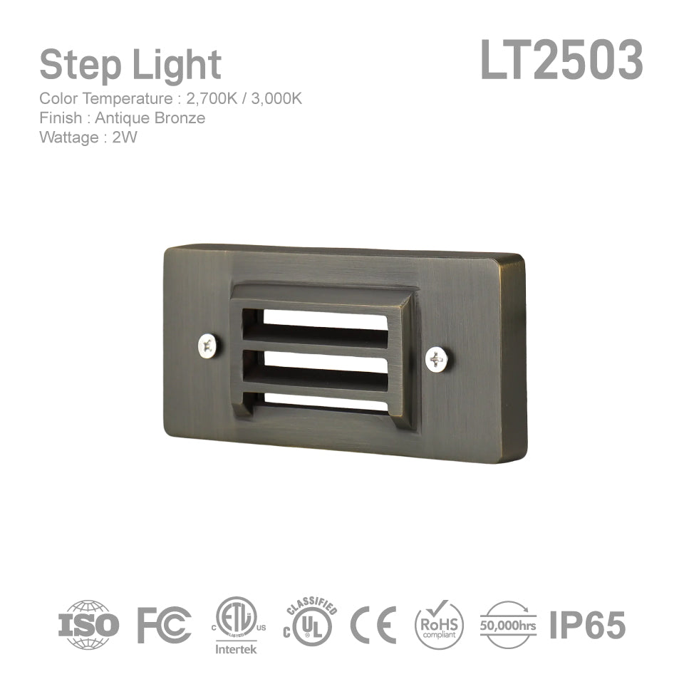 LT2503 Die Cast Brass Grating Step Light