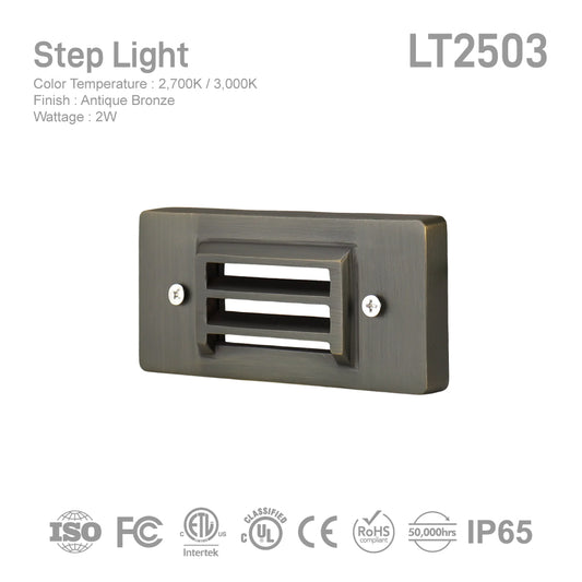 LT2503 Die Cast Brass Grating Step Light