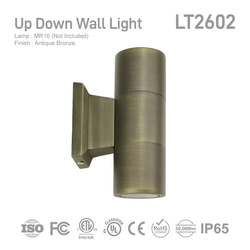 LT2602 Die Cast Brass Up Down Cylinder Wall Light