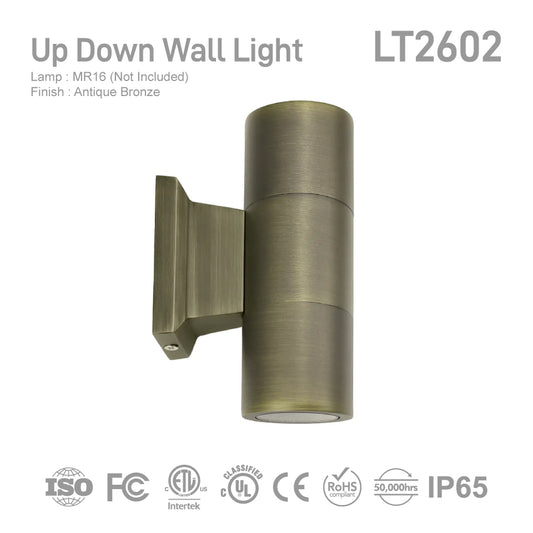 LT2602 Die Cast Brass Up Down Cylinder Wall Light