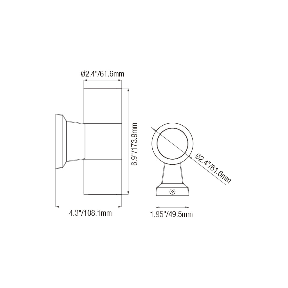 LT2602 Die Cast Brass Up Down Cylinder Wall Light