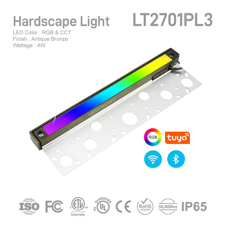 LT2701PL3 12 Inch Die Cast Brass RGB CCT Tunable Smart Hardscape Light
