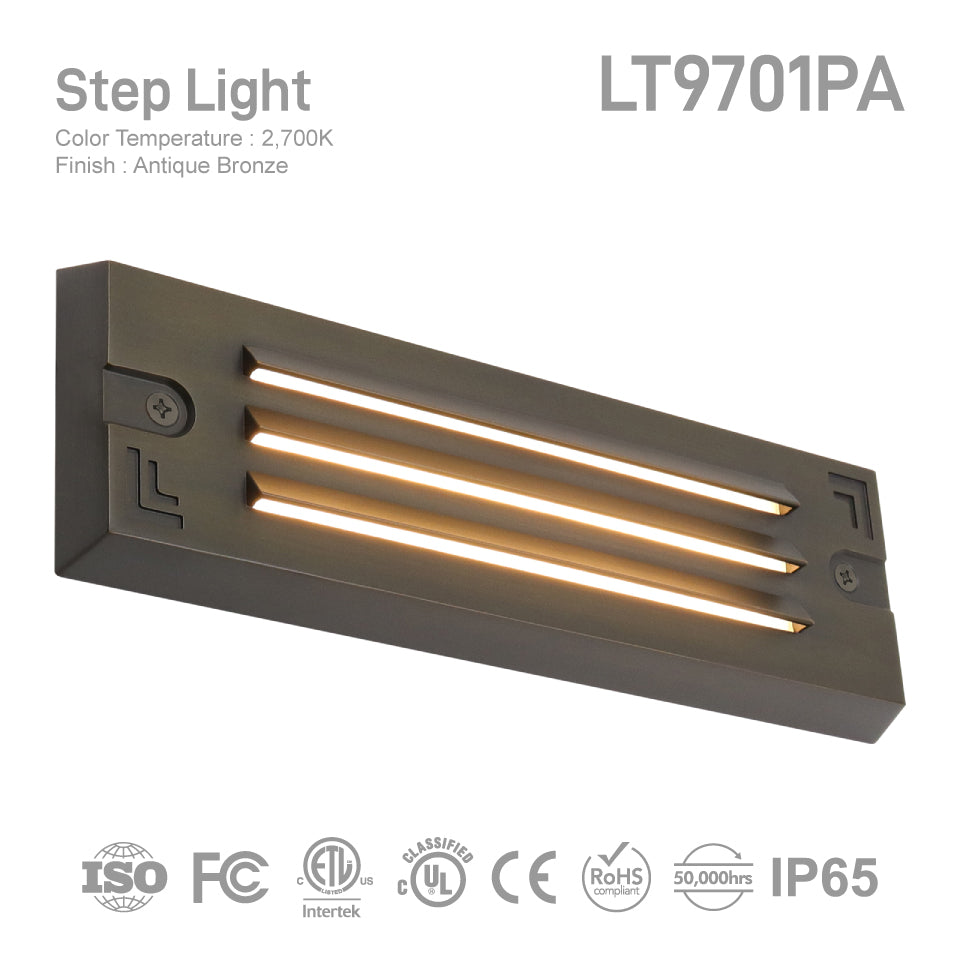 LT9701PA Die Cast Brass Grating RGB CCT Tunable Smart Step Light