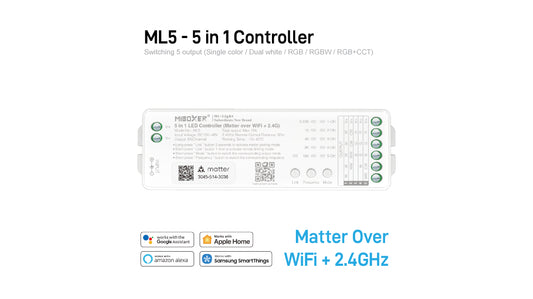 ML5, 5 in 1 Controller (Matter Over WiFi+2.4GHz) Max 15A