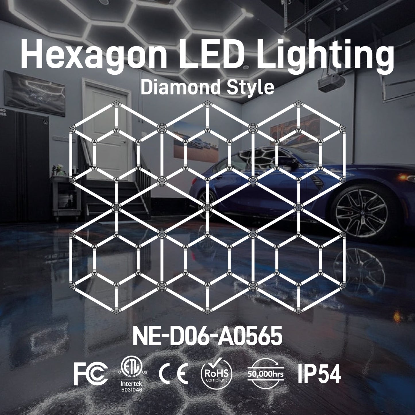 Hexagon LED Lighting Diamond Style NE-D06-A0565, 725W, 6500K