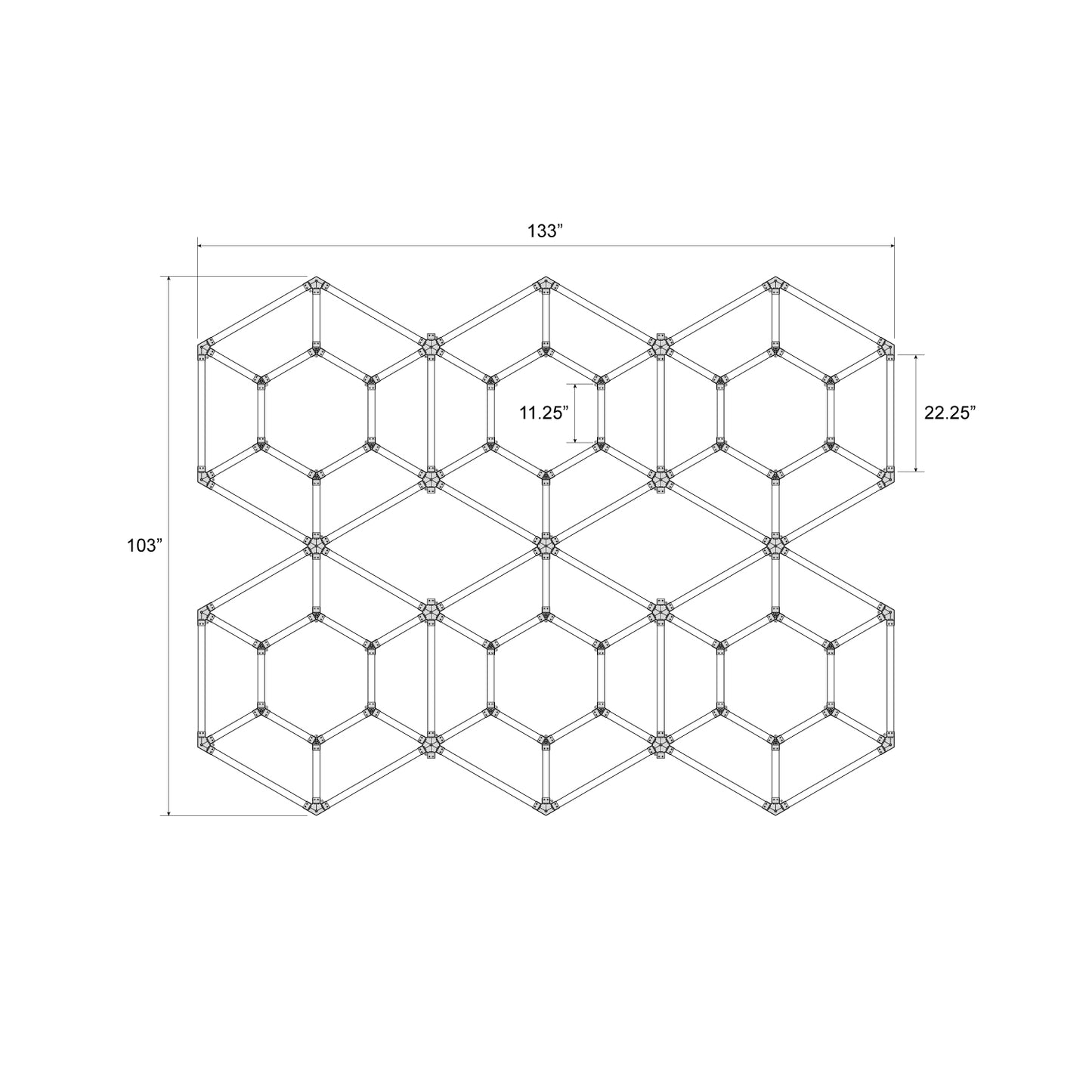 Hexagon LED Lighting Diamond Style NE-D06-A0565, 725W, 6500K