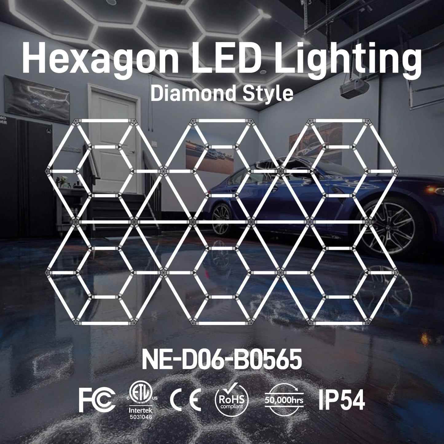 Hexagon LED Lighting Diamond Style NE-D06-B0565, 712W, 6500K