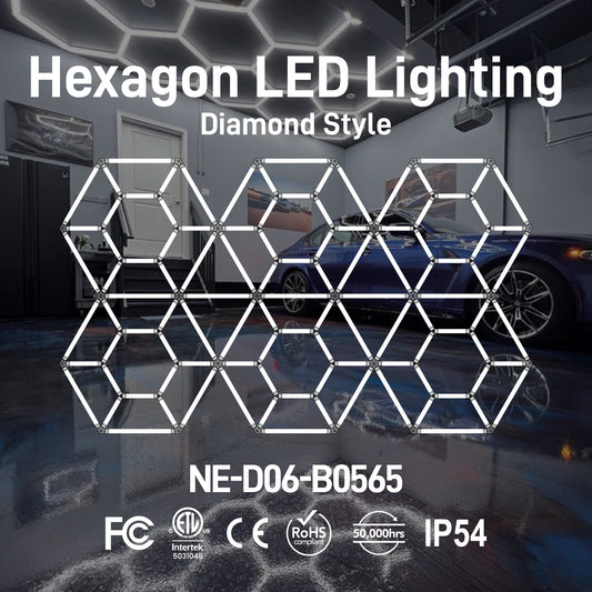 Hexagon LED Lighting Diamond Style NE-D06-B0565, 712W, 6500K