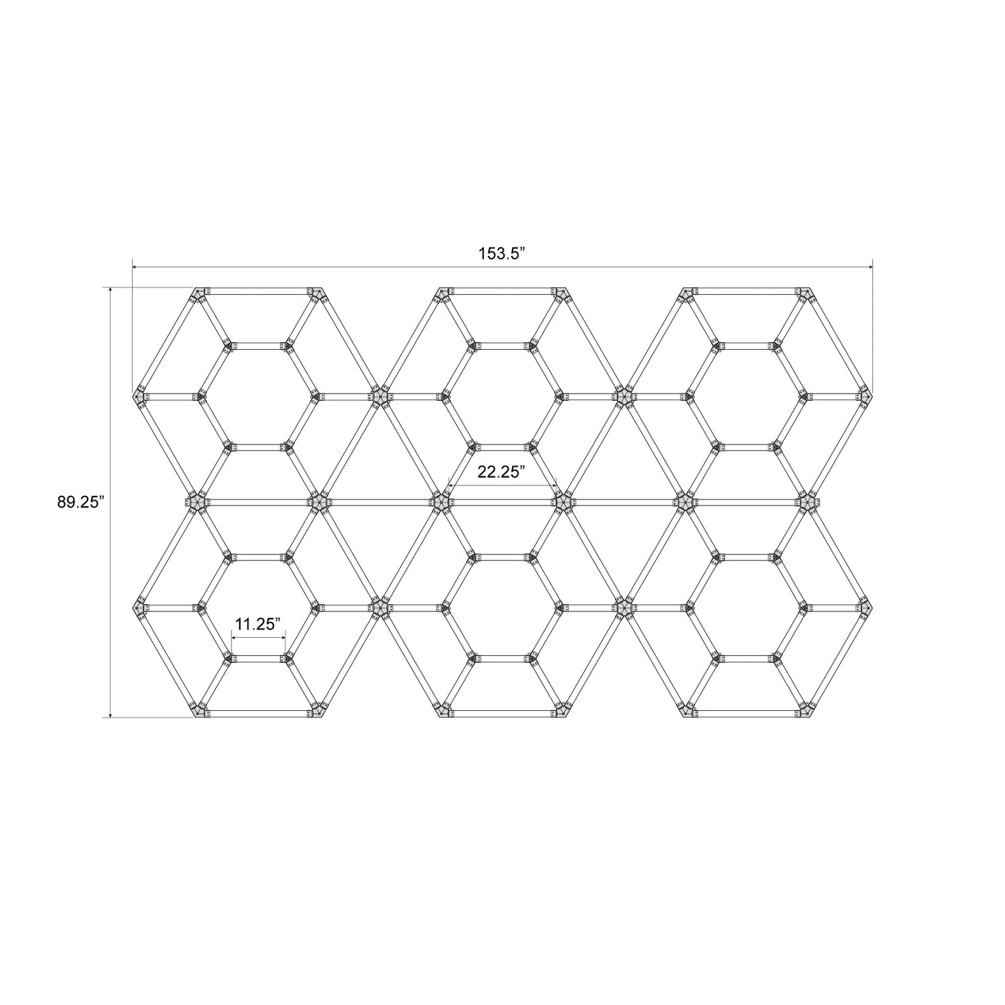 Hexagon LED Lighting Diamond Style NE-D06-B0565, 712W, 6500K