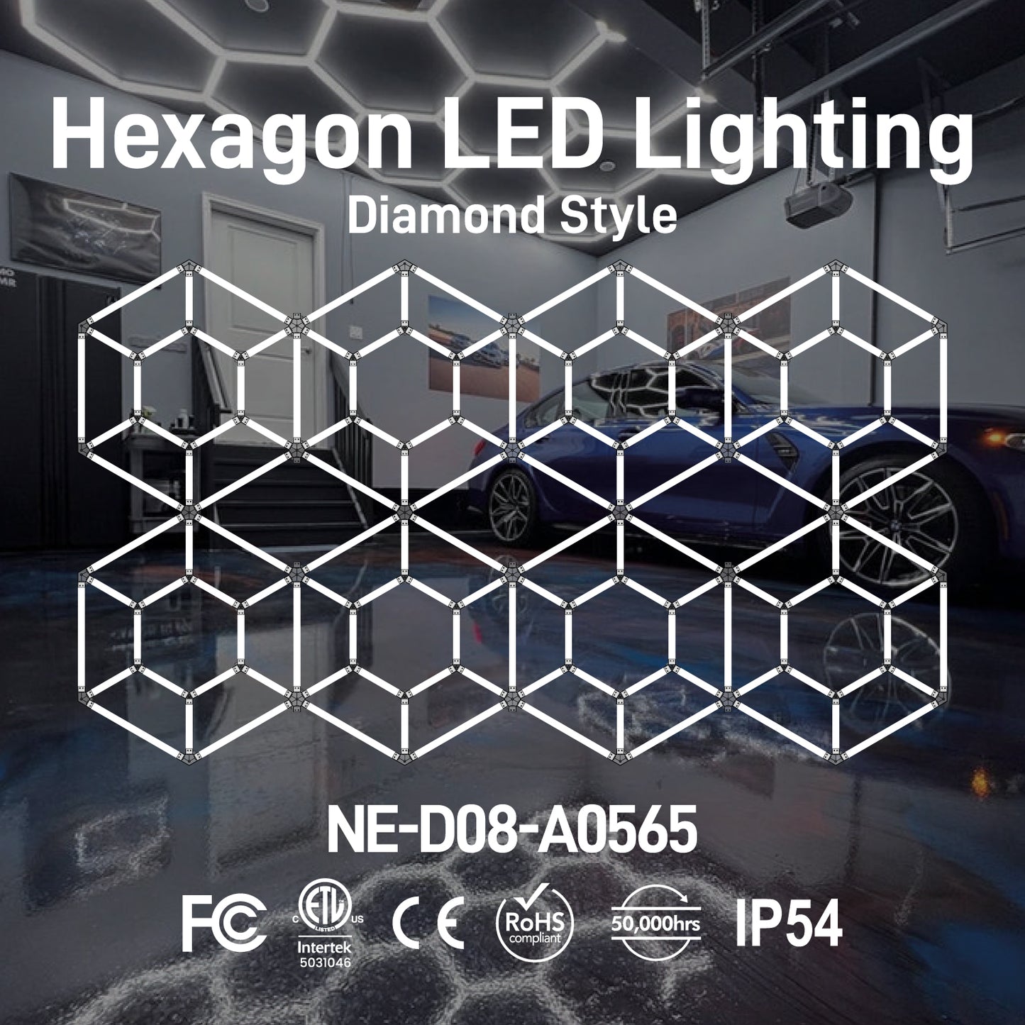 Hexagon LED Lighting Diamond Style NE-D08-A0565, 780W, 6500K