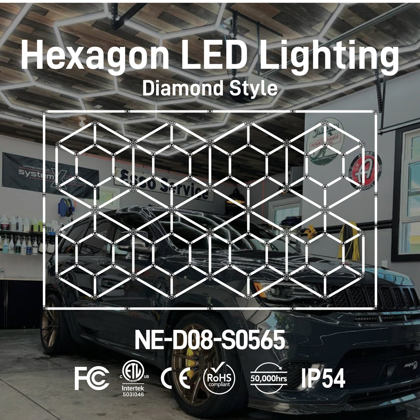 Hexagon LED Lighting Diamond Style NE-D08-S0565, 2100W, 6500K