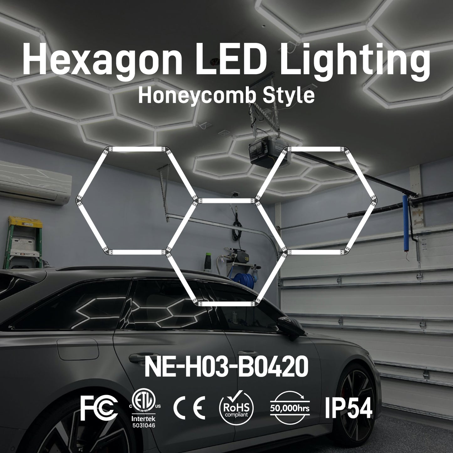 Hexagon LED Lighting Honeycomb Style NE-H03-B0420, 144W, 6500K