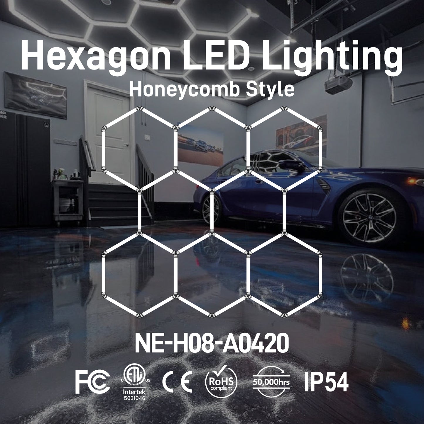 Hexagon LED Lighting Honeycomb Style NE-H08-A0420, 315W, 6500K
