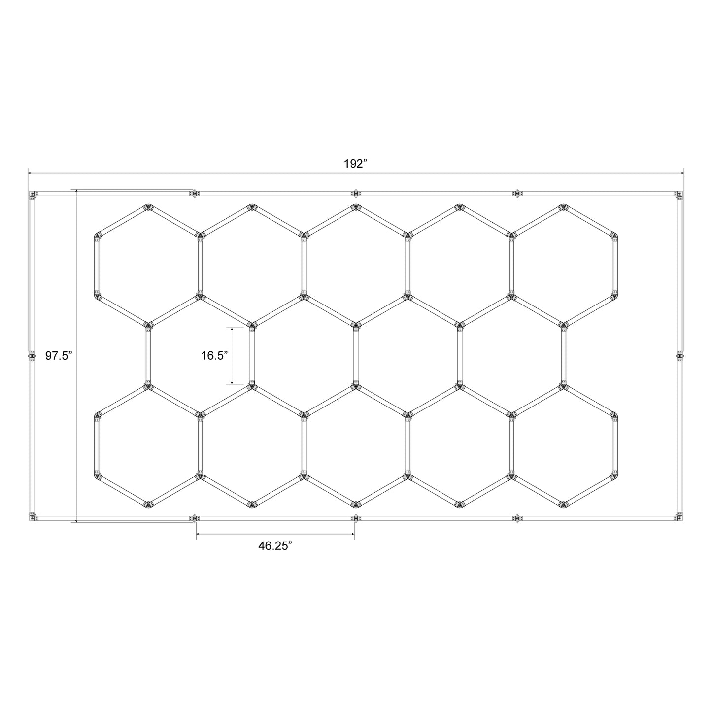 Hexagon LED Lighting Honeycomb Style NE-H14-S0420, 755W, 6500K