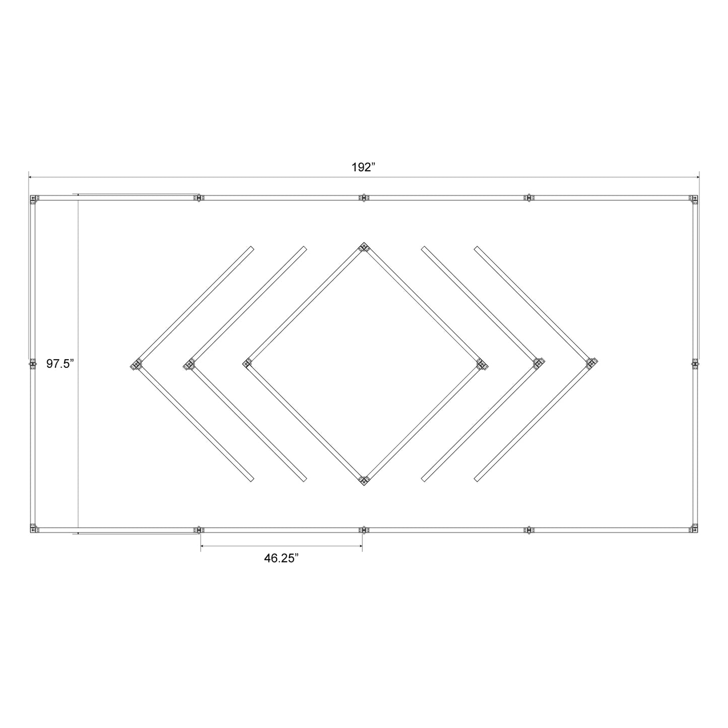 Hexagon LED Lighting Line Layout Art Style NE-LL2-S1175, 480W, 6500K