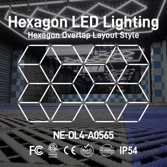 Hexagon LED Lighting Hexagon Overlap Layout Style NE-OL4-A0565, 520W, 6500K