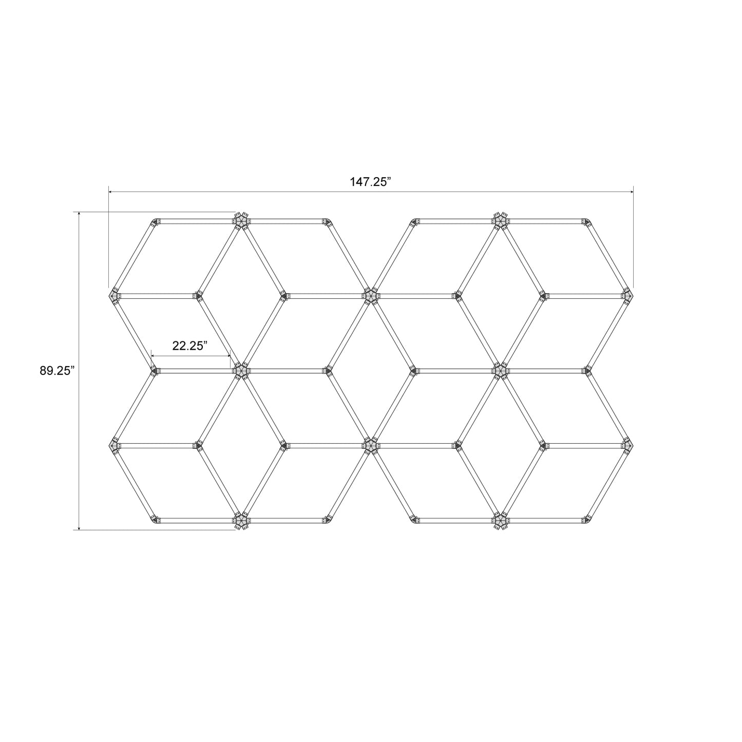 Hexagon LED Lighting Hexagon Overlap Layout Style NE-OL4-A0565, 520W, 6500K