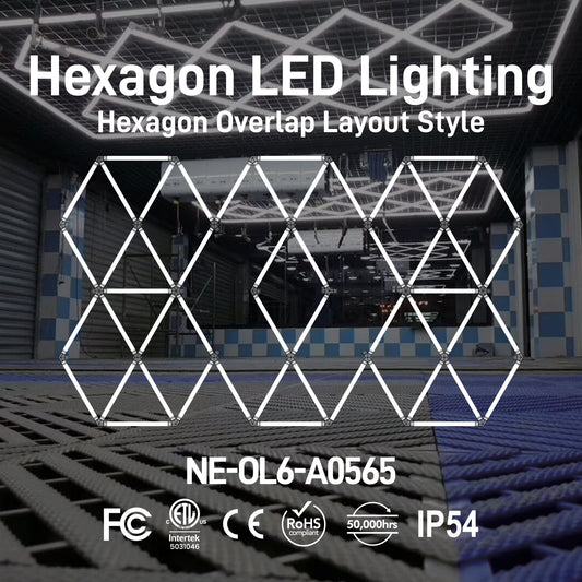 Hexagon LED Lighting Hexagon Overlap Layout Style NE-OL6-A0565, 520W, 6500K