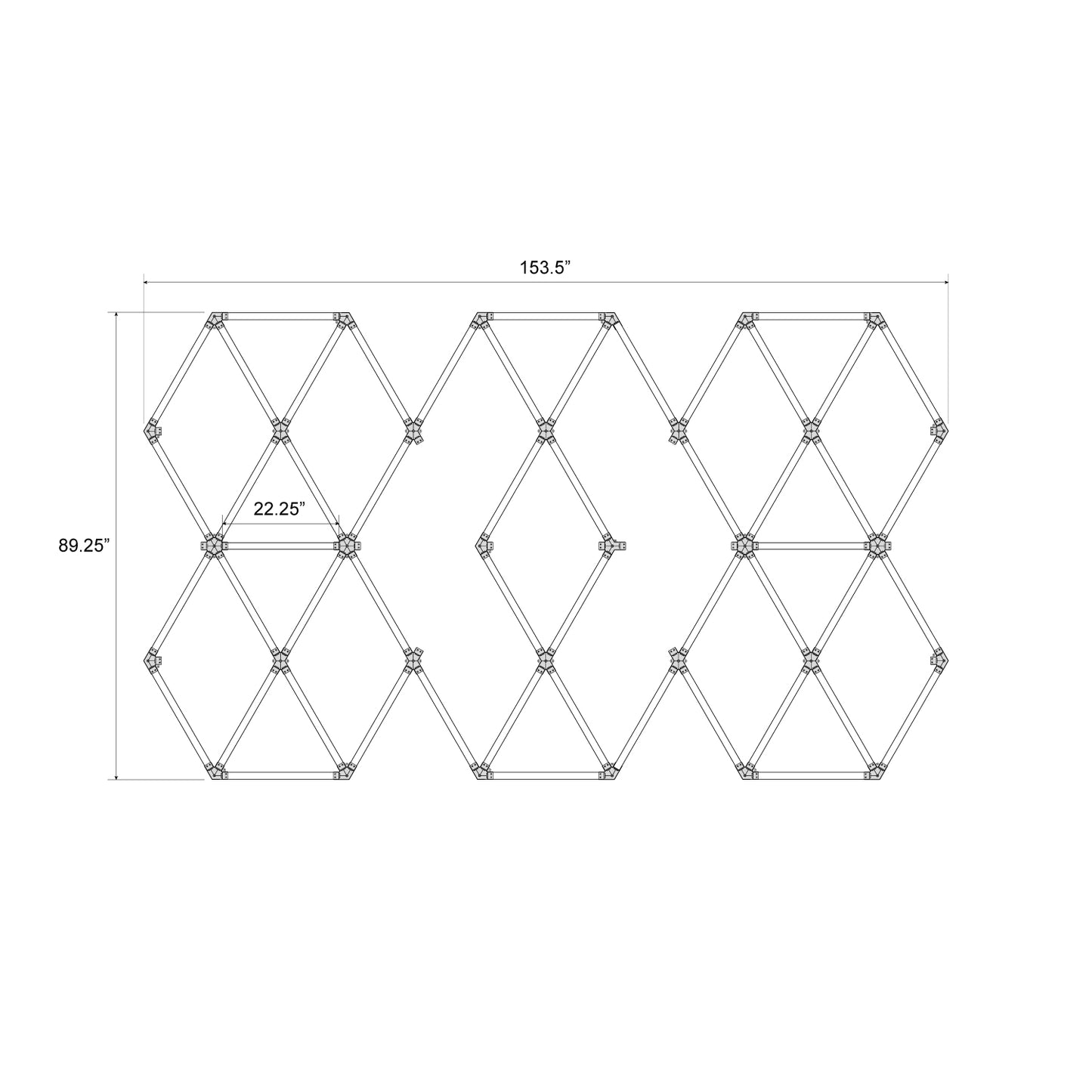 Hexagon LED Lighting Hexagon Overlap Layout Style NE-OL6-A0565, 520W, 6500K